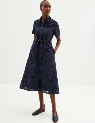 Contemporaine Womens Broderie anglaise midi shirtdress