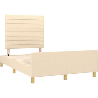 vidaXL Estructura De Cama Sin Colch&oacute;n Tela Crema 120x190 Cm Vidaxl
