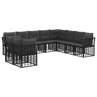 vidaXL Conjunto De Sof&aacute;s De Exterior Negro Poli&eacute;ster Vidaxl
