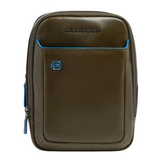 Piquadro Leren Crossbody Tas voor iPad mini met RFID-blokkering - Heren - Tassen - Groen - Maat: ONE Size Leer