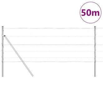Berkfield Home Modern Field Fence 0.8x50 m Galvanised Steel in Silver
