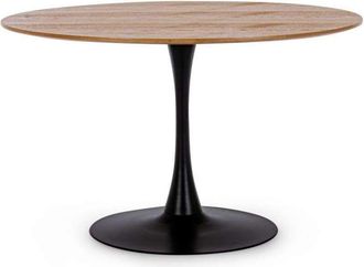 Hellin Bizzotto Tavolo Rotondo Bloom Top Veneer Nero e Noce - Design Elegante