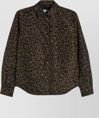 Aspesi long sleeve collared animal print shirt