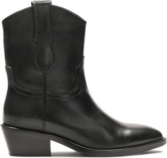 Kazar Schoenen, Dames, Zwart, 39 EU, Leer, Zwarte leren cowboy laarzen met instapper bovenkant