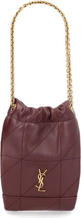 Saint Laurent Womens Cassandre Logo Bag Bordeaux Lambskin Handbags Hand