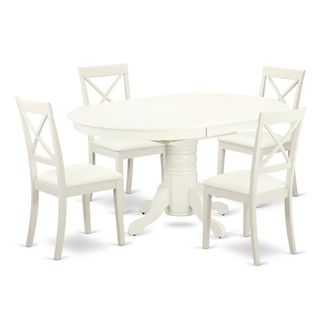 East West Furniture Dining Room Set Linen White, AVBO5-LWH-LC