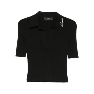 Amiri V-neck Knitwear, female, Black, Size: XS Ribbed Knit Polo