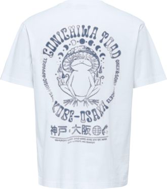 Only & Sons T-Shirt ONLY & SONS ONSFRED LIFE RLX SS PRINT TEE NOOS, Herren, Gr. XXL, hellwei&szlig; print:conichiwa toad, Jersey, Obermaterial: 100% Baumwolle, bedruckt