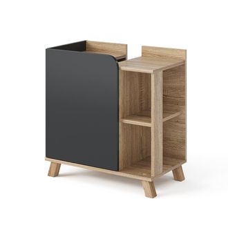 Vicco Mueble Bajo Lavabo Karen, Antracita, 60 X 65 Cm Con Puerta Y Compartimentos Abiertos, Vicco