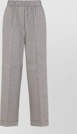 PESERICO pinstriped linen cotton blend straight leg trousers