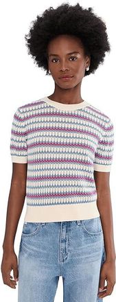 Lilla P Novelty Stripe Crewneck Sweater Womens Sweater Azalea Scallop : XL, Cotton/Modal