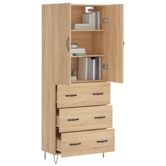 Berkfield Home Highboard Sonoma Oak 69.5x34x180 cm Engineered Wood in Light Tan