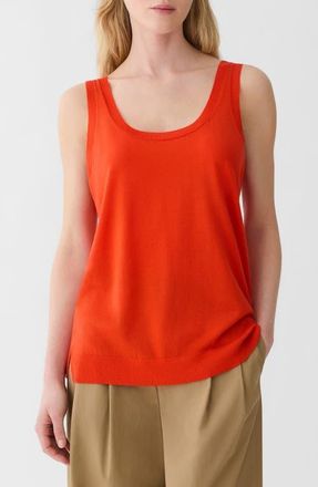 Lafayette 148 New York Scoop Neck Merino Wool Sweater Tank in Orange Poppy at Nordstrom, Size X-Large