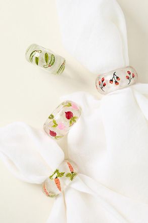 Anthropologie Crudit&eacute; Boxed Napkin Rings, Set of 4