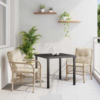 vidaXL Conjunto De Comedor De Jard&iacute;n Con Coj&iacute;n 3 Pcs Beige Polirat&aacute;n Vidaxl