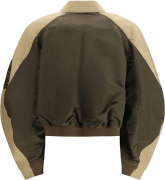 sacai Bicolor Cotton-Nylon Bomber Jacket - Beige