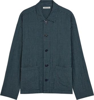 Ymc You Must Create Ymc PJ Checked Waffle Shirt - Navy - XL