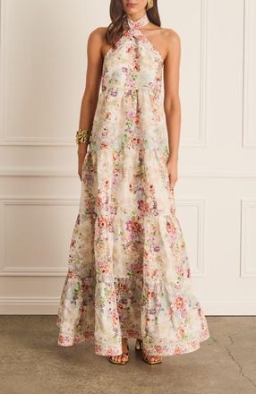 Aqua Blu Australia Dianthus Evelyn Maxi Dress in White at Nordstrom, Size Medium