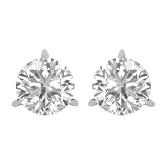 Diamond2Deal 14K White Gold 0.75 Ct Round Lab Grown Diamond Solitaire Stud Earrings Color- E-F, Clarity- VS1