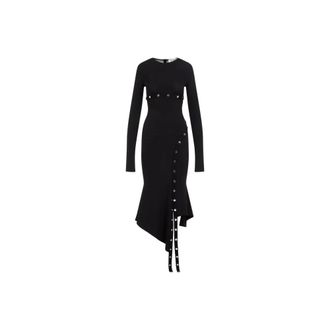 The Attico Asymmetric Button-Detail Midi Dress - - Dresses - Donna - Nero - S