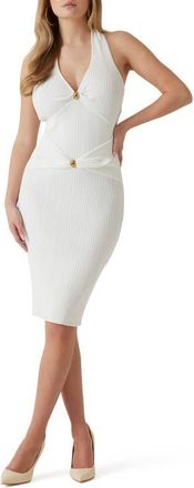 Marciano Kathleen Rib Halter Sweater Dress in White Peaks at Nordstrom, Size 12 Us