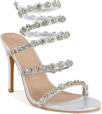 Azalea Wang Mens Azalea Wang Delicacy Sandal Silver Embellish Wrap Stiletto Heel ZAP1646