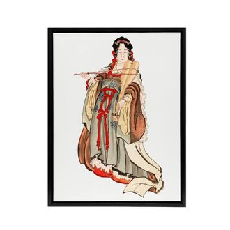Artery8 Benten Goddess Of Love Framed Canvas Wall Art Print Katsushika Hokusai in Orange | Size: W24 x H32