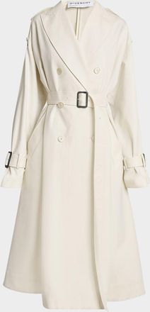 Givenchy Cocoon Shoulder Double-Breasted Belted Trench Coat