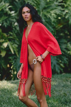 Chinti and Parker 100% Cotton Beaded Fringe Cover-Up