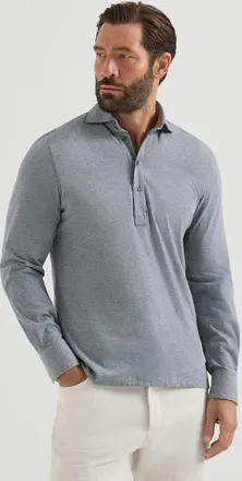 Brunello Cucinelli Cotton jersey long sleeve polo with shirt-style collar in Medium Grey at Nordstrom, Size Xxx-Large