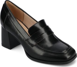 Journee Collection Malleah Loafer Pump in Black Smooth at Nordstrom Rack, Size 9.5
