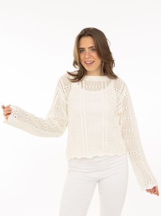 Zwillingsherz Strickpullover ZWILLINGSHERZ Lochstrick, Damen, Gr. L/XL, wei&szlig;, Strick, Obermaterial: 60% Baumwolle, 40% Polyacryl, Pullover Strickpullover, mit Locks