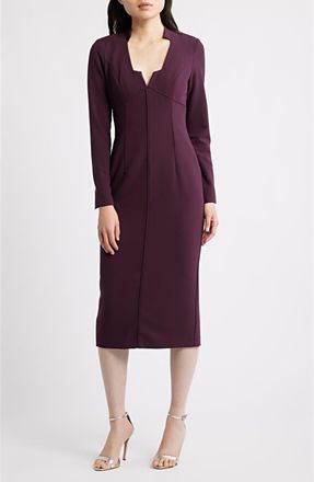 Black Halo Kylah Long Sleeve Midi Dress in Oxblood at Nordstrom, Size 10