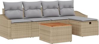 vidaXL Garden Sofa Set with Cushion 6 pcs Beige Poly Rattan vidaXL