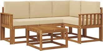 vidaXL Conjunto De Sof&aacute;s De Exterior 5 Uds. Natural Y Beige Vidaxl
