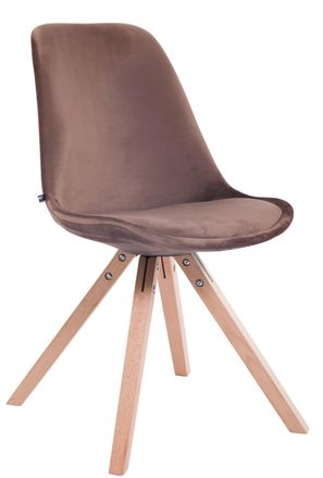 Clp Silla con patas de madera y asiento en Terciopelo Marr&oacute;n