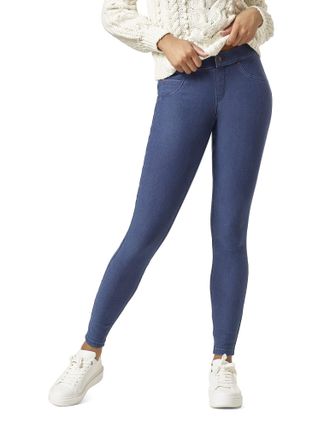 Hue Womens Ultra Soft Fleece Lined Denim Leggings Hosiery, Medium Wash, XS