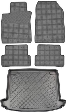 OEM Renault Clio Iv Grandtour Kombi (5 Puertas) Desde 03.2013 Set - Alfombrillas De Goma Para Coche + Alfombrilla Para Maletero