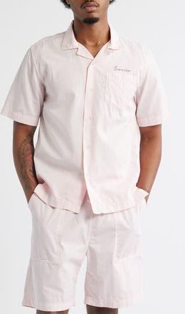 Service Works Script Embroidered Cotton Camp Shirt in Dusty Pink at Nordstrom Rack, Size Xx-Large