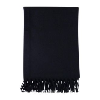 Max Mara Blue Cashmere Stole Fringed Scarf