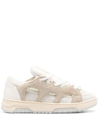 Santha panelled padded leather sneakers - Neutrals