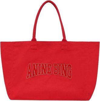 Anine Bing Tassen, Dames, Rood, ONE Size, Katoen, Leo Canvas Tote