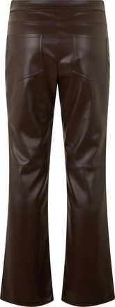 Max Mara Womens Flared Synthetic Leather Trousers Dark Brown Polyester