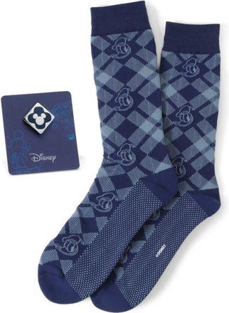 Cufflinks Inc. Donald Duck Plaid Crew Socks & Lapel Pin Set in Blue Multi at Nordstrom, Size 10-13
