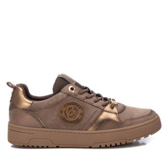 Xti Womens Leather Trainers Sneakers In Taupe