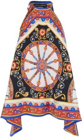 Dolce & Gabbana Mouwloze Haltertop met Carretto Motief - Dames - Tops zonder mouwen - Veelkleurig - L - Tops
