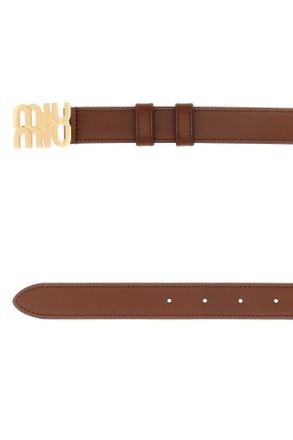 Miu Miu Womens Brown Leather Belt Tabacco Vitello Cinture