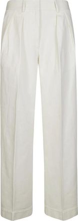 Forte_Forte Elegante Pence Broek - Dames - Wijde Broeken - Wit - M - Broeken