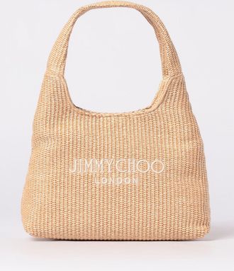 Jimmy Choo London Borsa Beach Diamond hobo Jimmy Choo in rafia con logo ricamato
