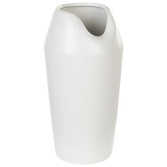Beliani Beliani - Jarr&oacute;n Decorativo De Gres Blanco 33 Cm Mesa Glamour Accesorio Apamea